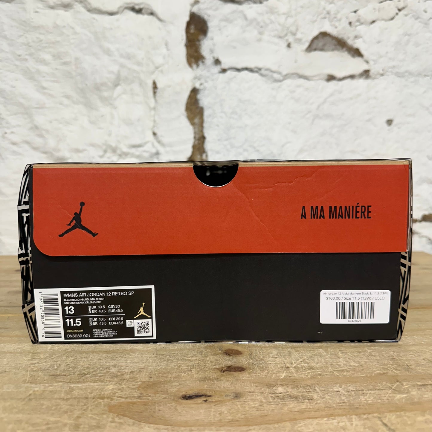 Air Jordan 12 A Ma Maniere Black Sz 11.5 (13W)