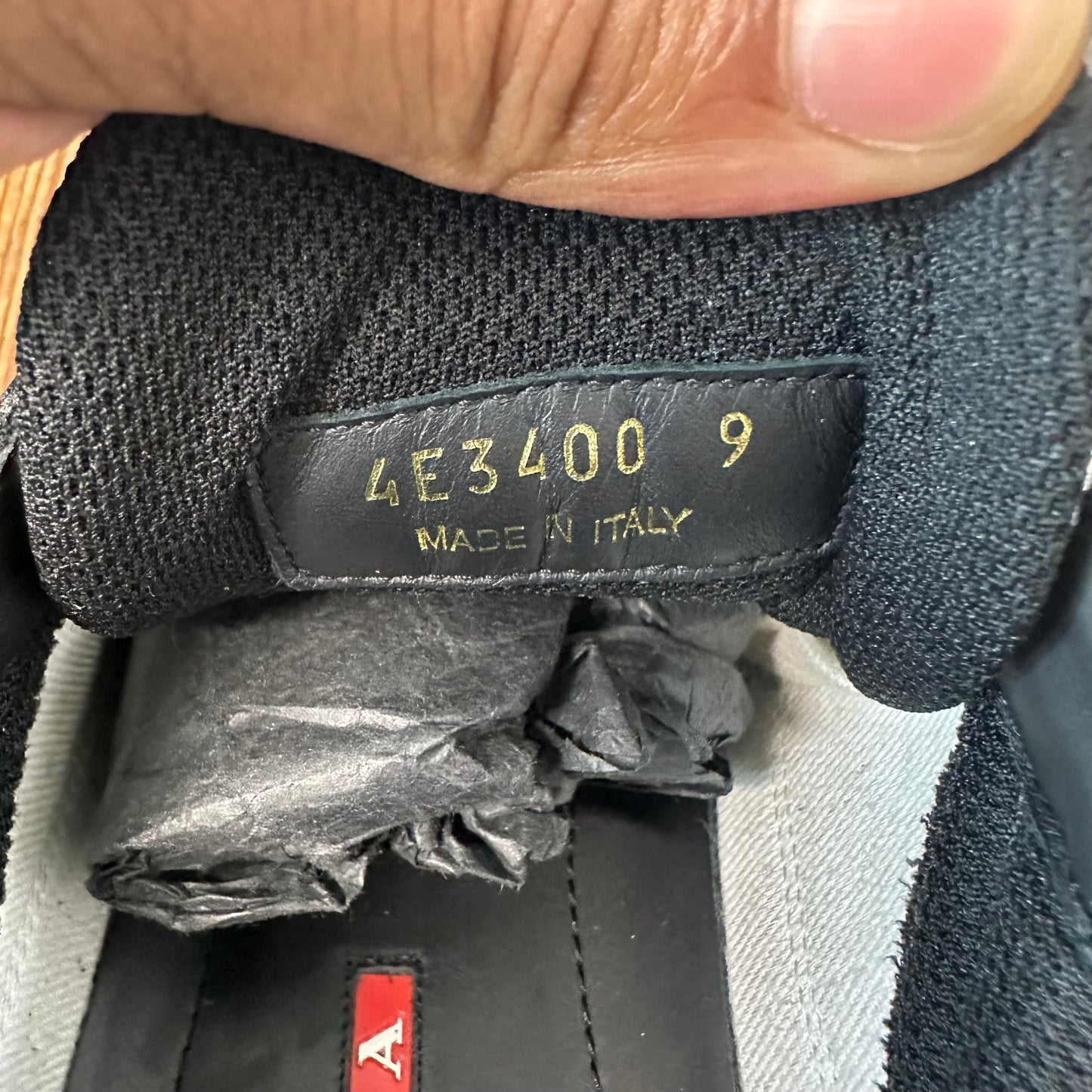 Prada Americas Cup Black Patent Grey White Sneaker Sz 9