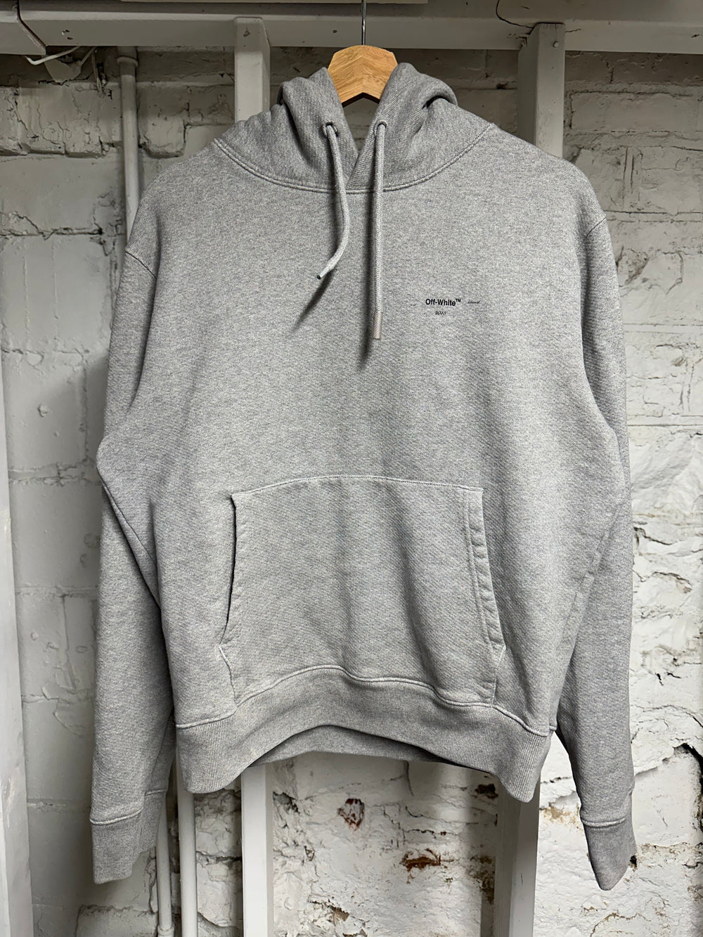 Off-White Grey Small Logo Hoodie Sz M