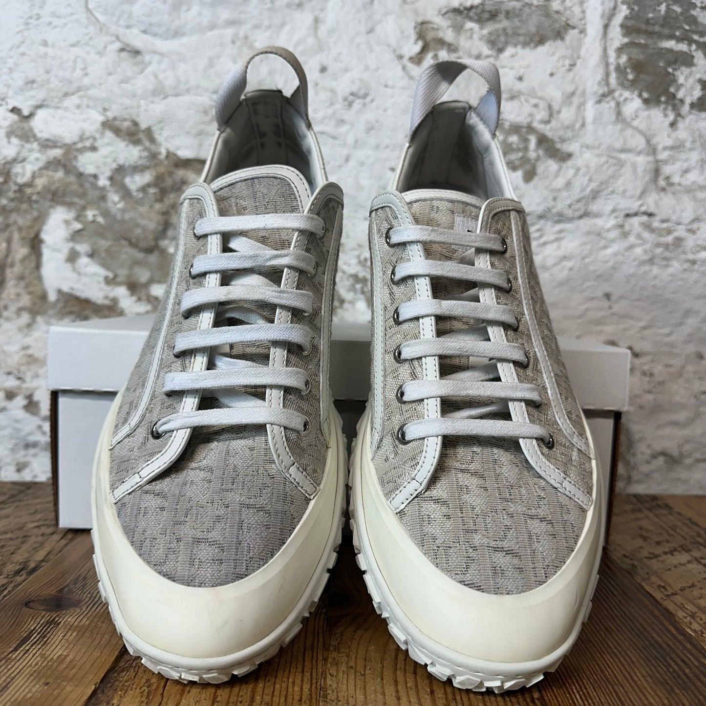 Dior B28 Grey Monogram Cream White Sneaker Sz 14 (47)