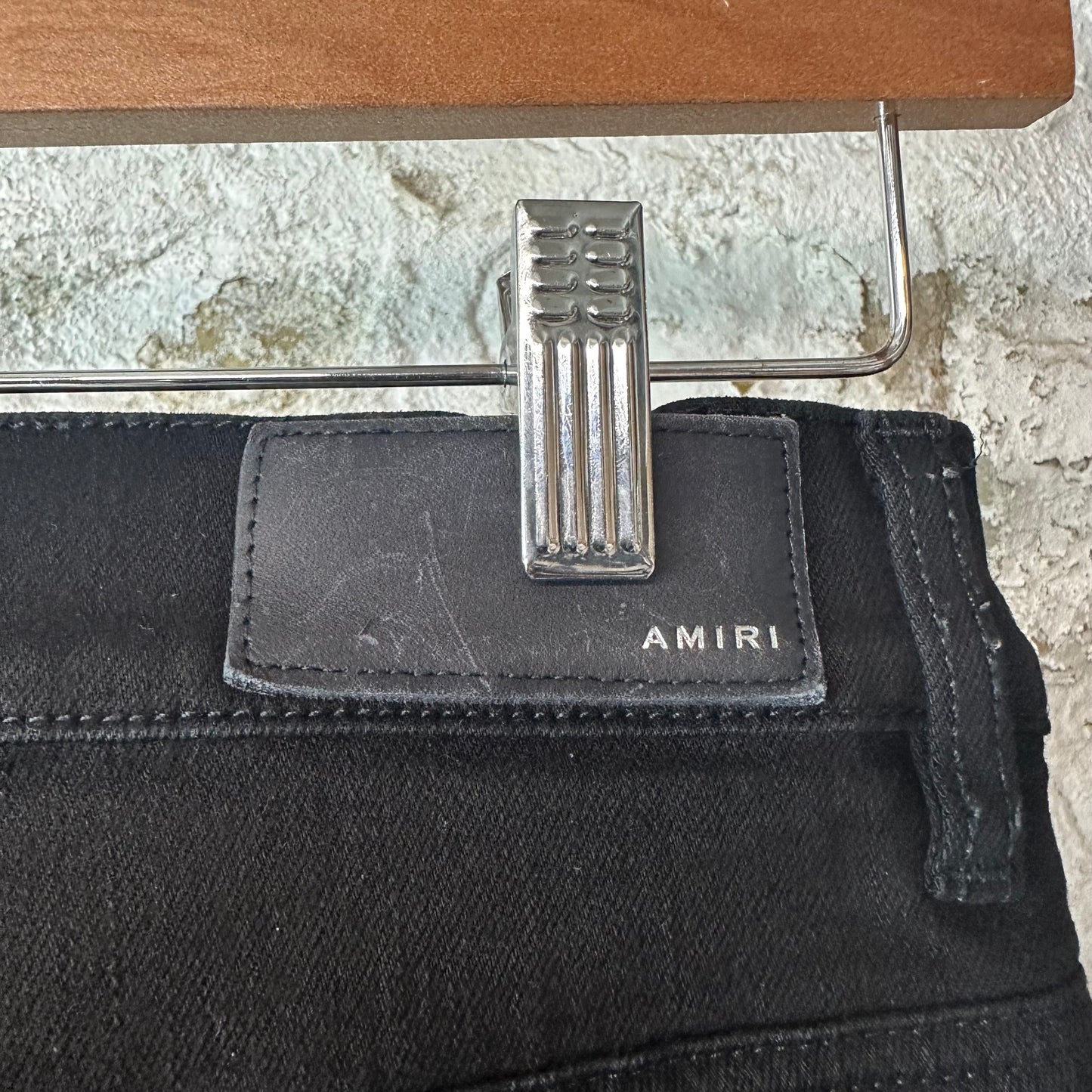 Amiri Knee Hole Plain Black Denim Jeans Sz 29