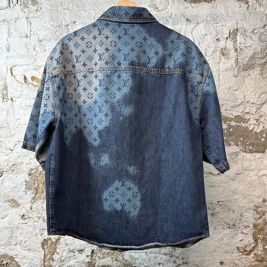 Louis Vuitton Denim Monogram Button Up Shirt Sz M