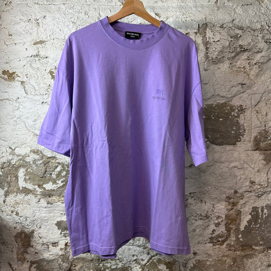 Balenciaga Small Logo Lavender T-Shirt Sz XL
