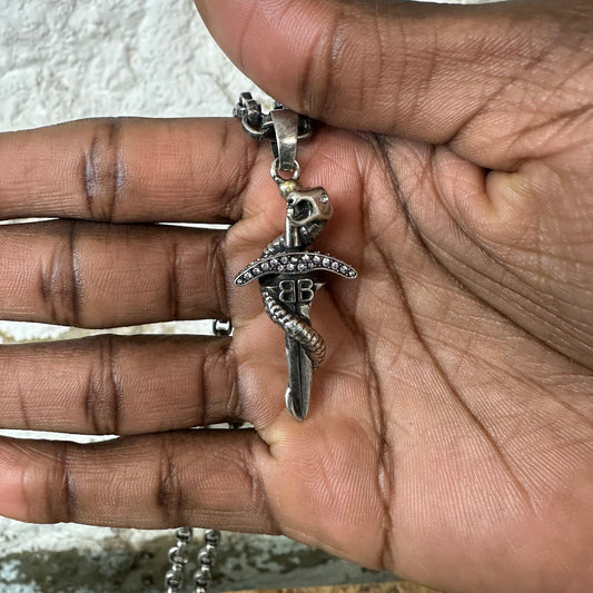 Balenciaga Goth Snake Silver Necklace W/ Box
