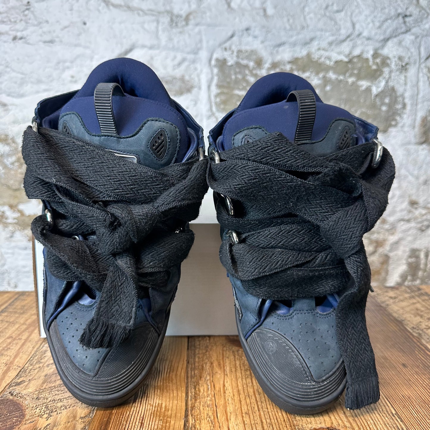 Lanvin Curb Black Lace Navy Sneaker Sz 11 (44)
