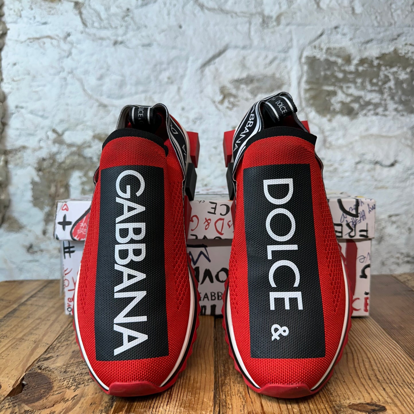 Dolce Gabbana Red White Black Sorrento Sneaker Sz 10 (43)