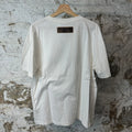 Louis Vuitton Beaded Logo White T-Shirt Sz L