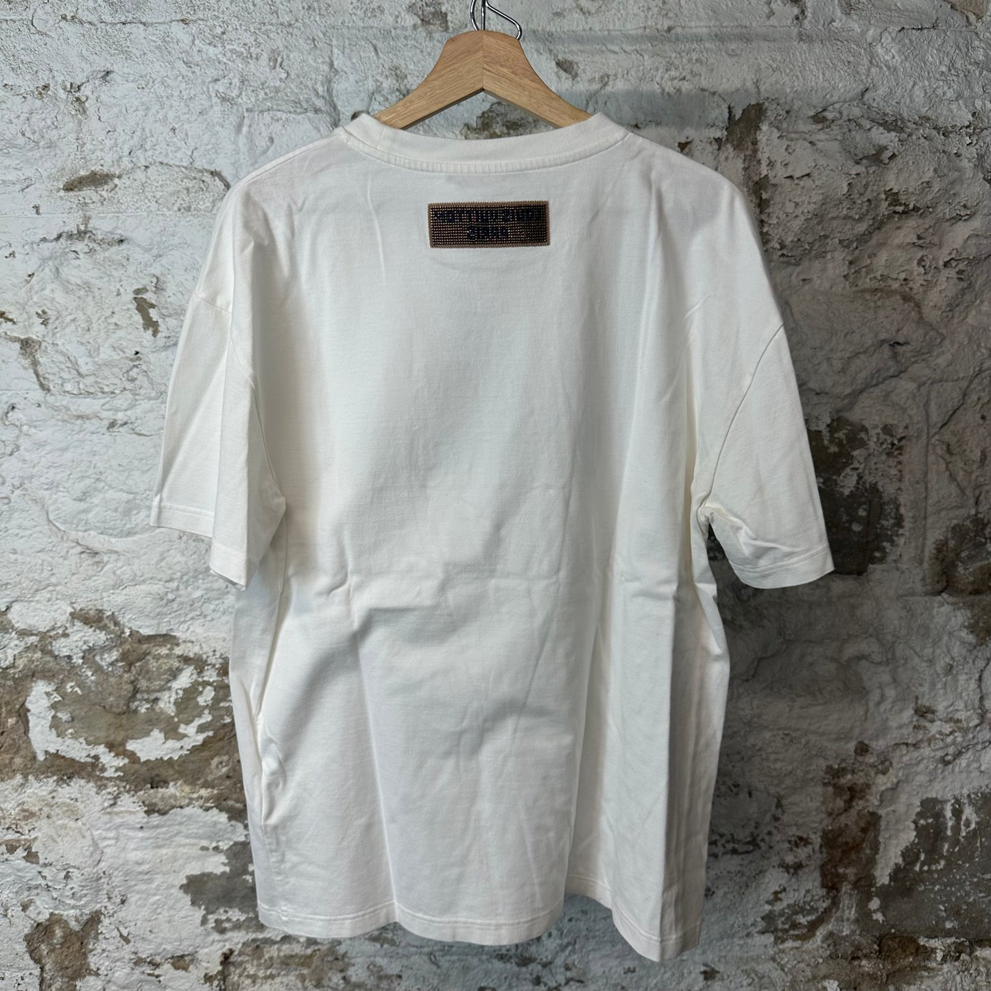 Louis Vuitton Beaded Logo White T-Shirt Sz L