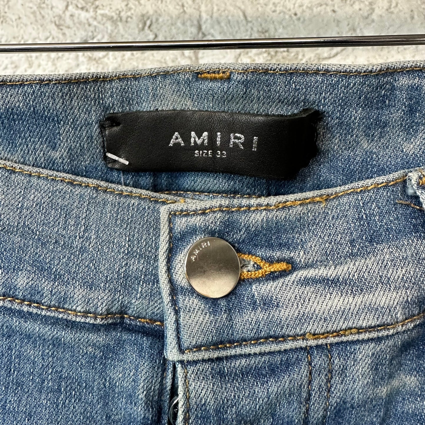 Amiri Purple Suede Spell Blue Denim Jeans Sz 33