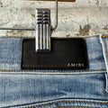 Amiri MX2 Yellow Brown Patch Blue Denim Jeans Sz 34