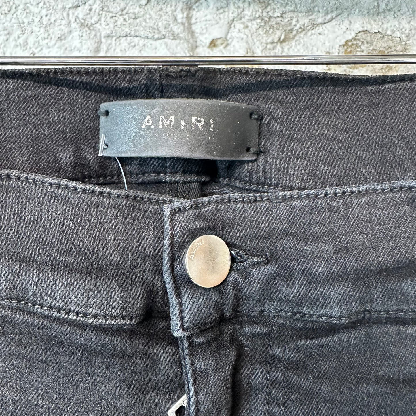 Amiri Knee Hole Faded Black Denim Jeans Sz 34