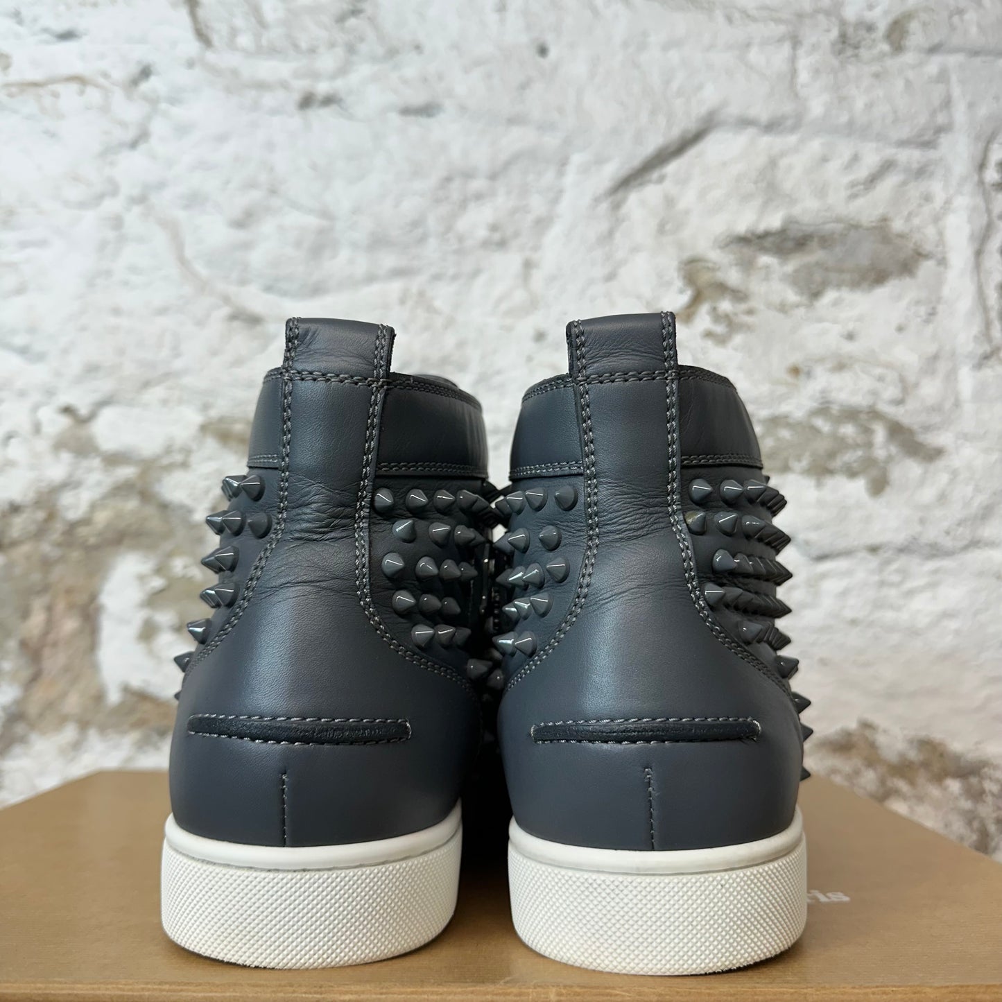 Christian Louboutin High Grey Leather Spike Sneaker Sz 11 (44)
