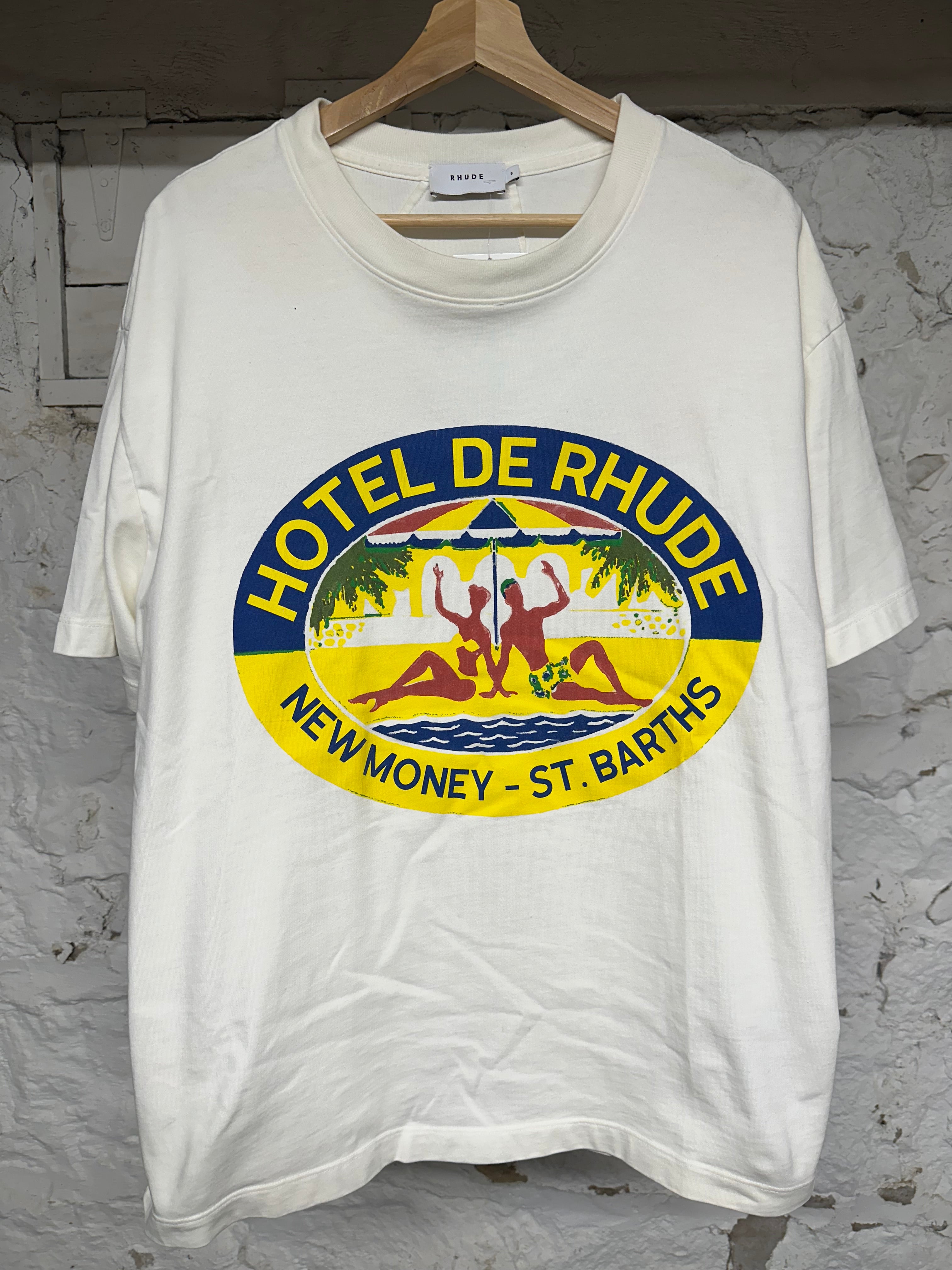 Rhude Hotel De Rhude White T-Shirt Sz S