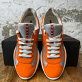 Prada Americas Cup Orange Patent Grey White Sneaker Sz 8