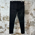 Amiri Stagger Logo Black Waxed Denim Jeans Sz 34