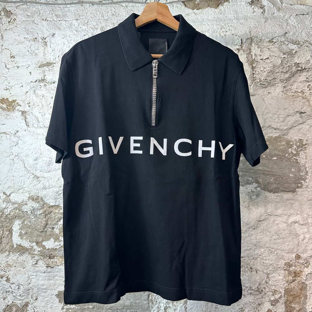 Givenchy 4G Pique Black Zip Polo Shirt Sz L