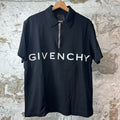 Givenchy 4G Pique Black Zip Polo Shirt Sz L