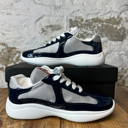 Prada Americas Cup Navy Patent Grey White Sneaker Sz 5.5 (37.5)