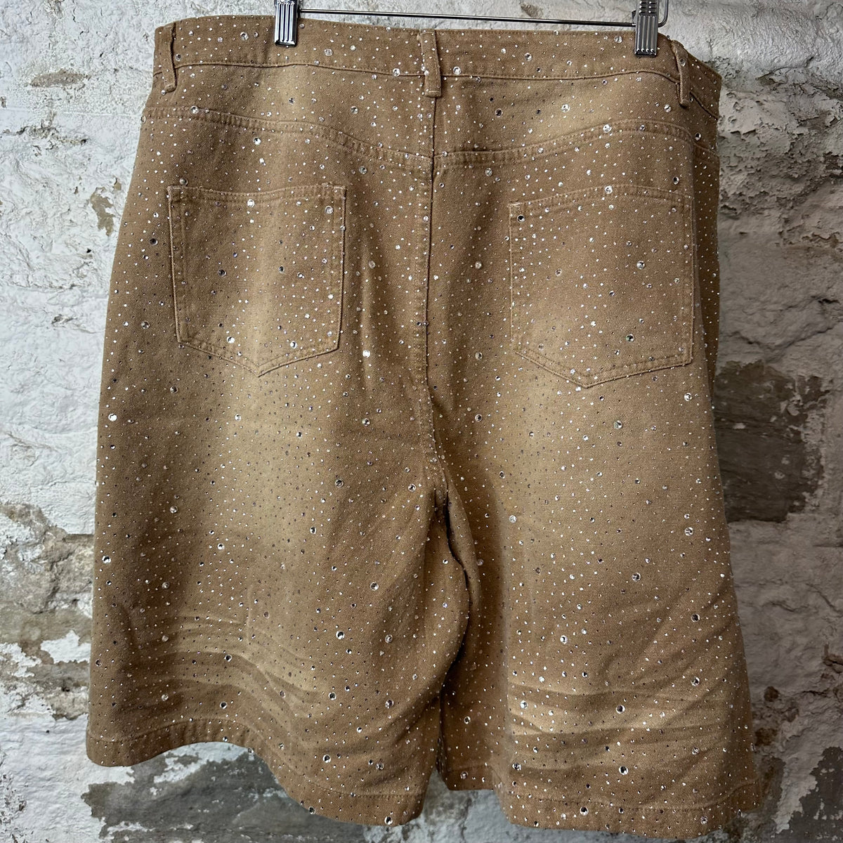 Vale Sand Storm Jean Shorts Tan Sz 36