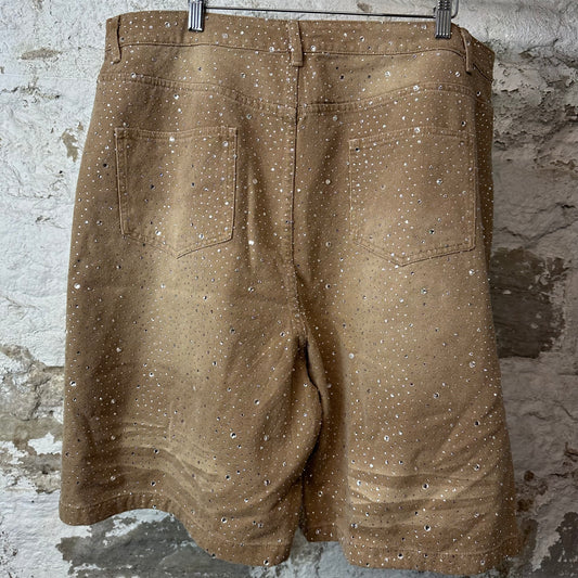 Vale Sand Storm Jean Shorts Tan Sz 36