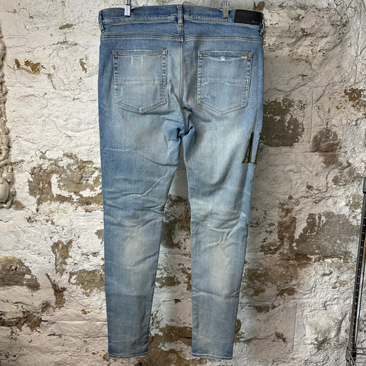 Amiri MX1 Camo Spell Blue Denim Jeans Sz 38
