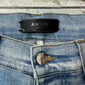 Amiri MX1 White Leather Blue Denim Jeans Sz 31
