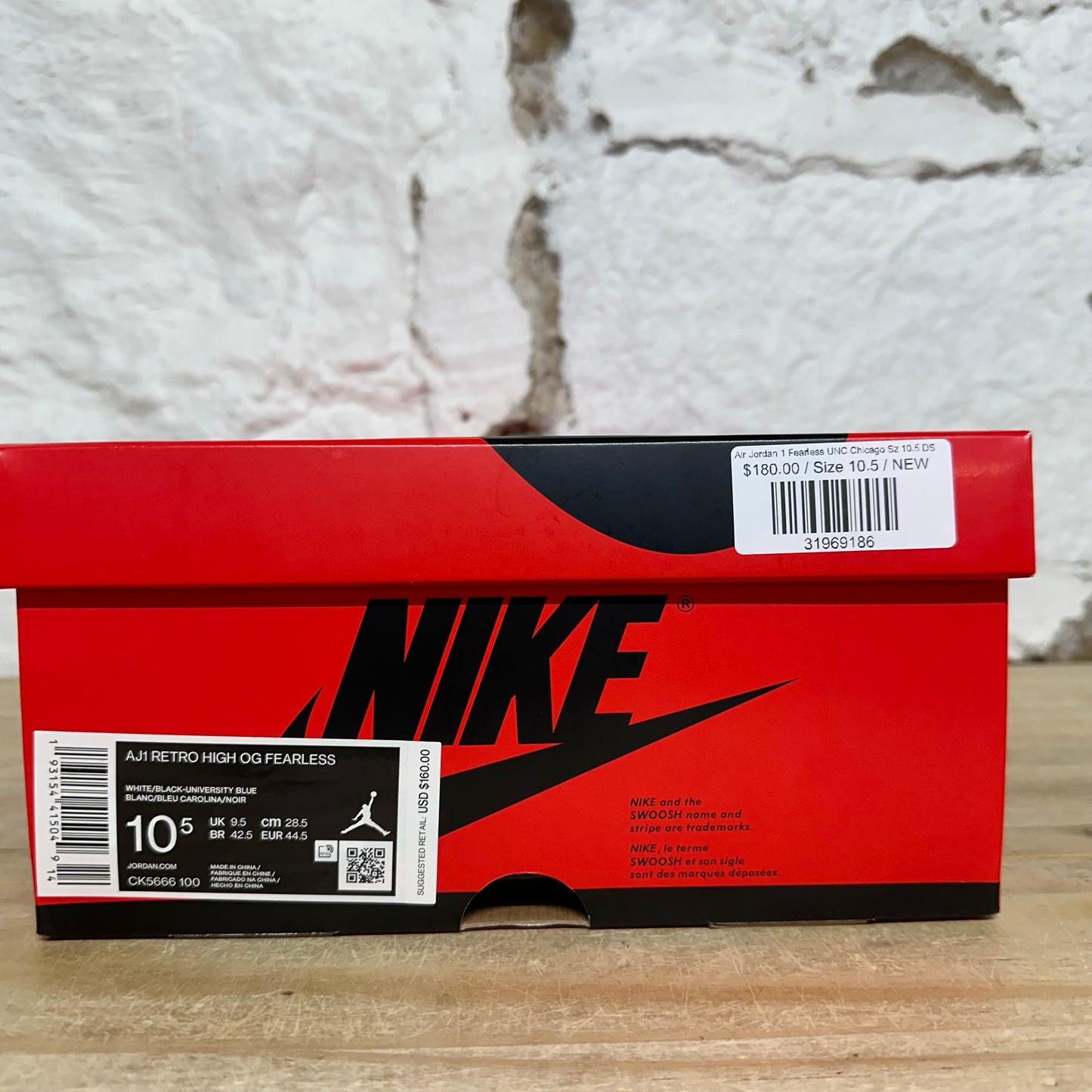 Air Jordan 1 High Fearless UNC Chicago Sz 10.5 DS