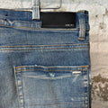 Amiri Paint Splatter Flare Blue Denim Jeans Sz 32