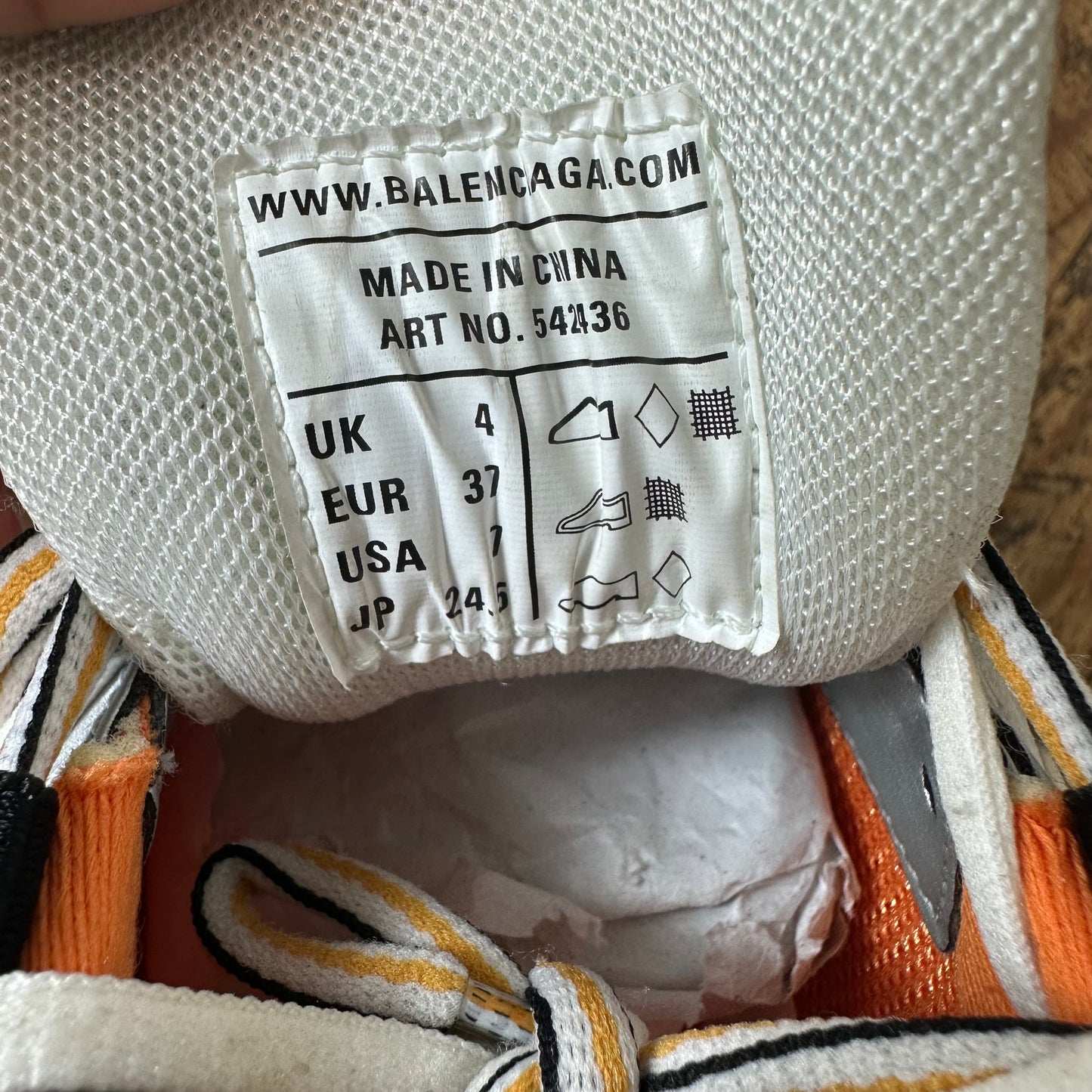 Balenciaga Track Runner White Black Orange Sneaker Sz 5 (37)