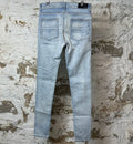 Amiri MX1 Camo Patch Light Blue Denim Jeans Sz 32