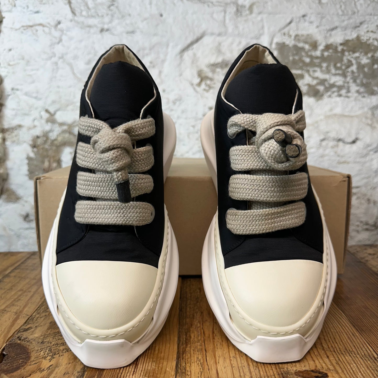 Rick Owens Abstract Jumbo Lace Black Milk Sneaker Sz 9.5 (42.5)