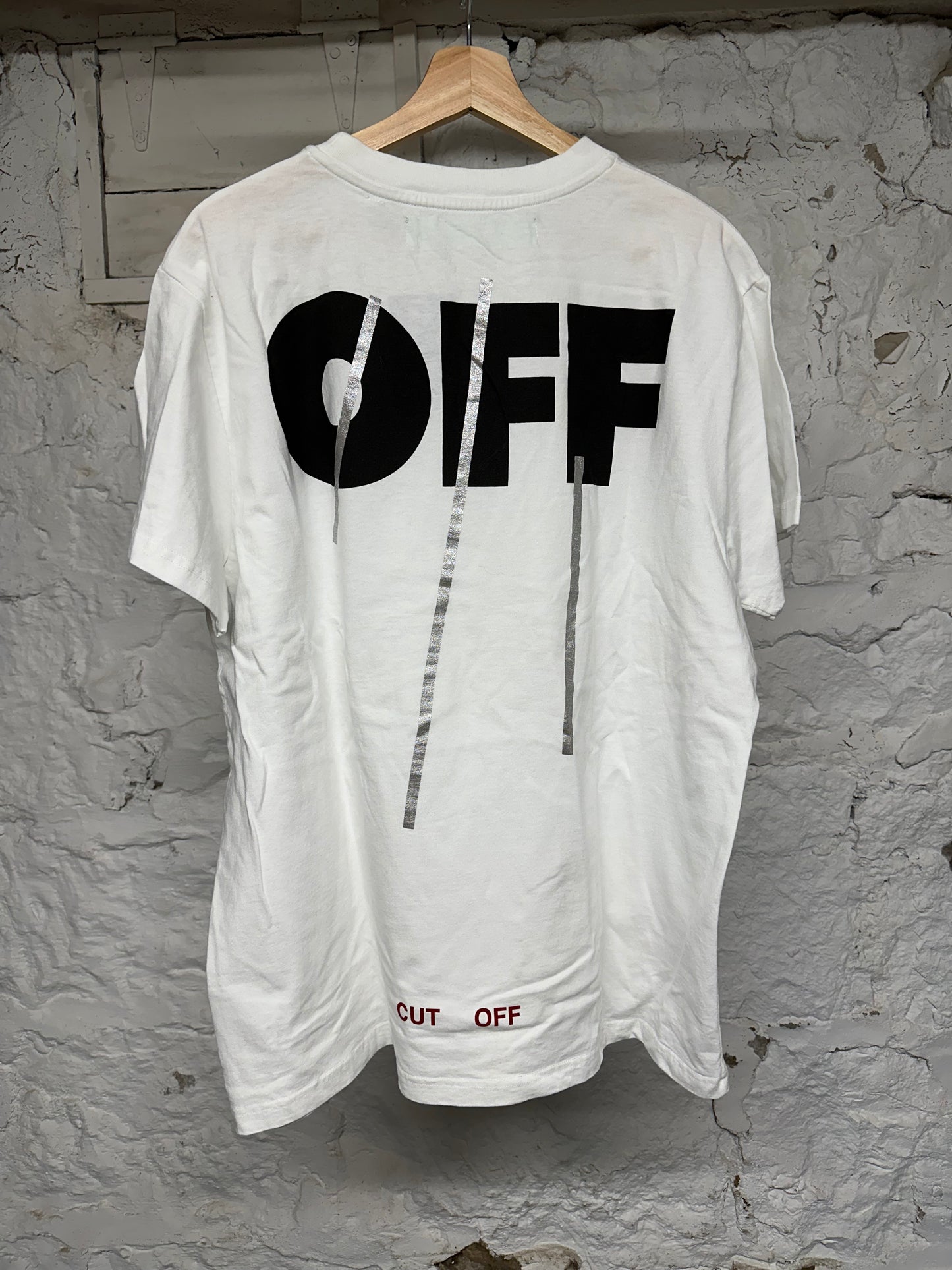 Off White Cut Off White T-Shirt Sz M
