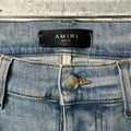 Amiri Blue Stagger Spell Blue Denim Jeans Sz 30