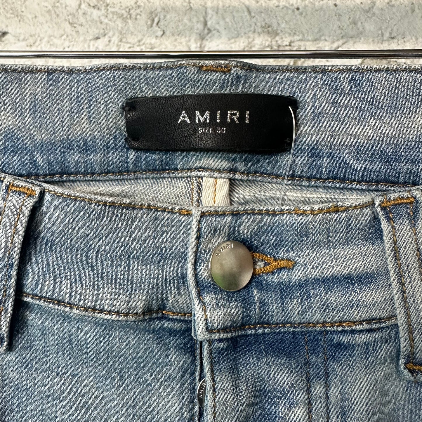 Amiri Blue Stagger Spell Blue Denim Jeans Sz 30