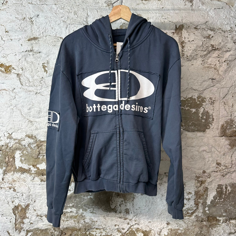 Bottega Desires Tech Blue Zip Up Hoodie Sz M