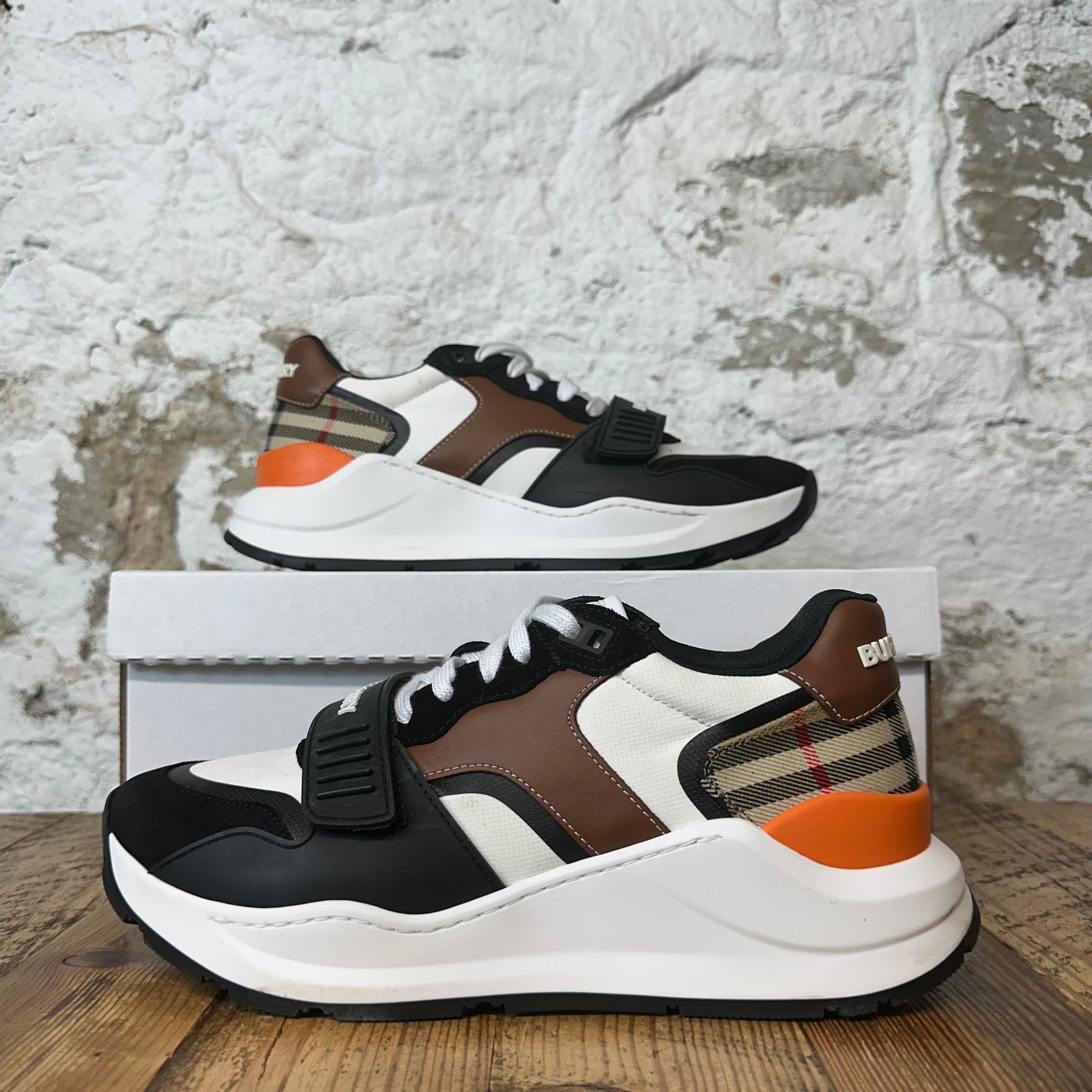 Burberry Ramsey Black White Brown Sneaker Sz 7 (40)
