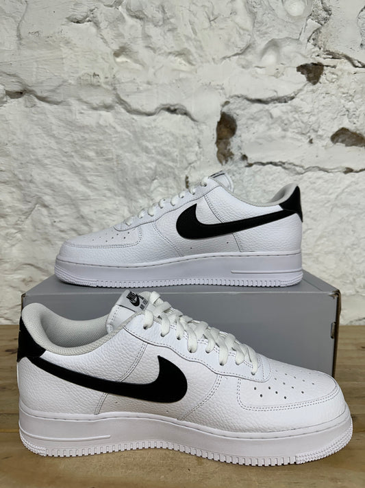 Nike Air Force 1 Low White Black Tumbled Leather Sz 12 DS