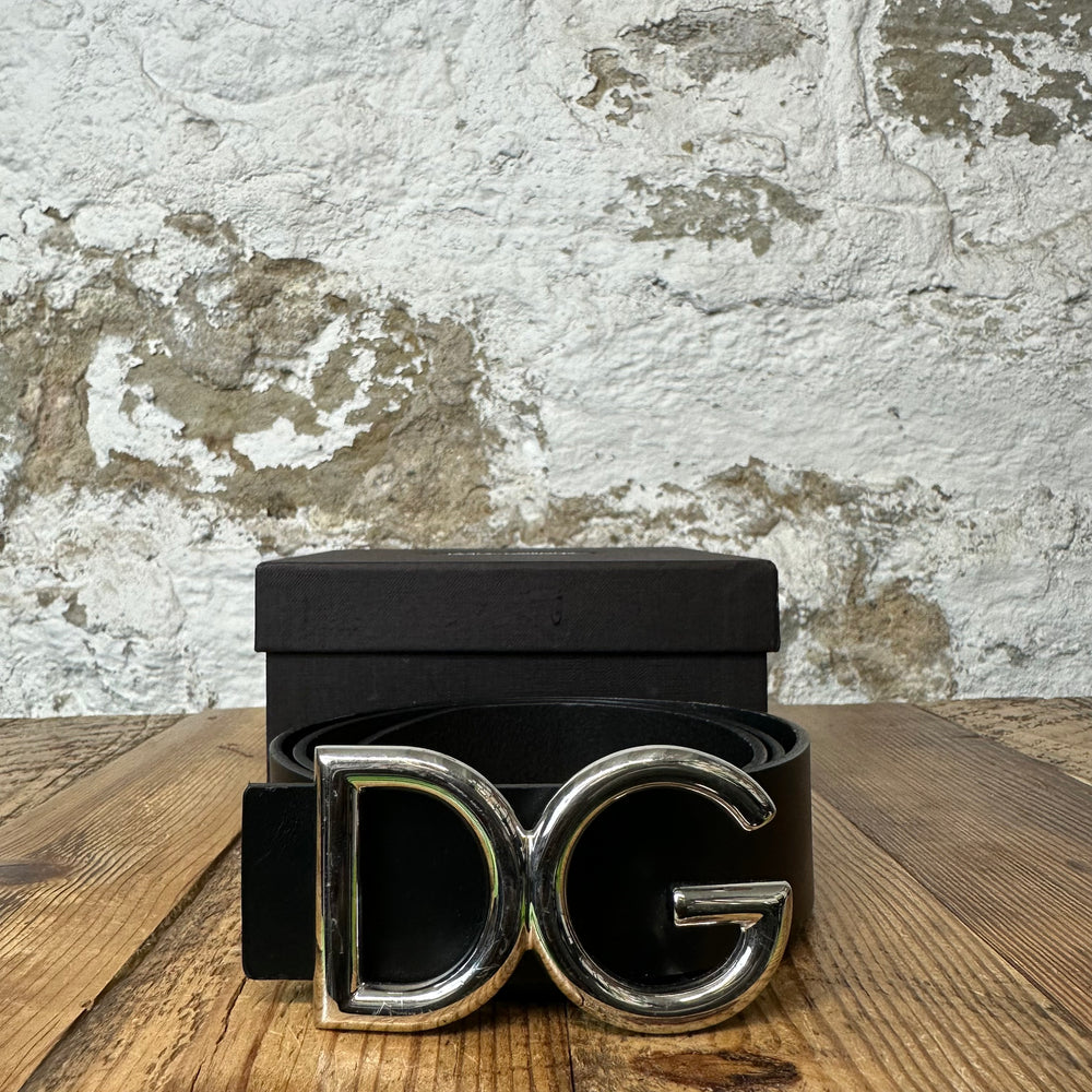 Dolce Gabbana Silver Buckle Black Belt Sz (85) W/ Box
