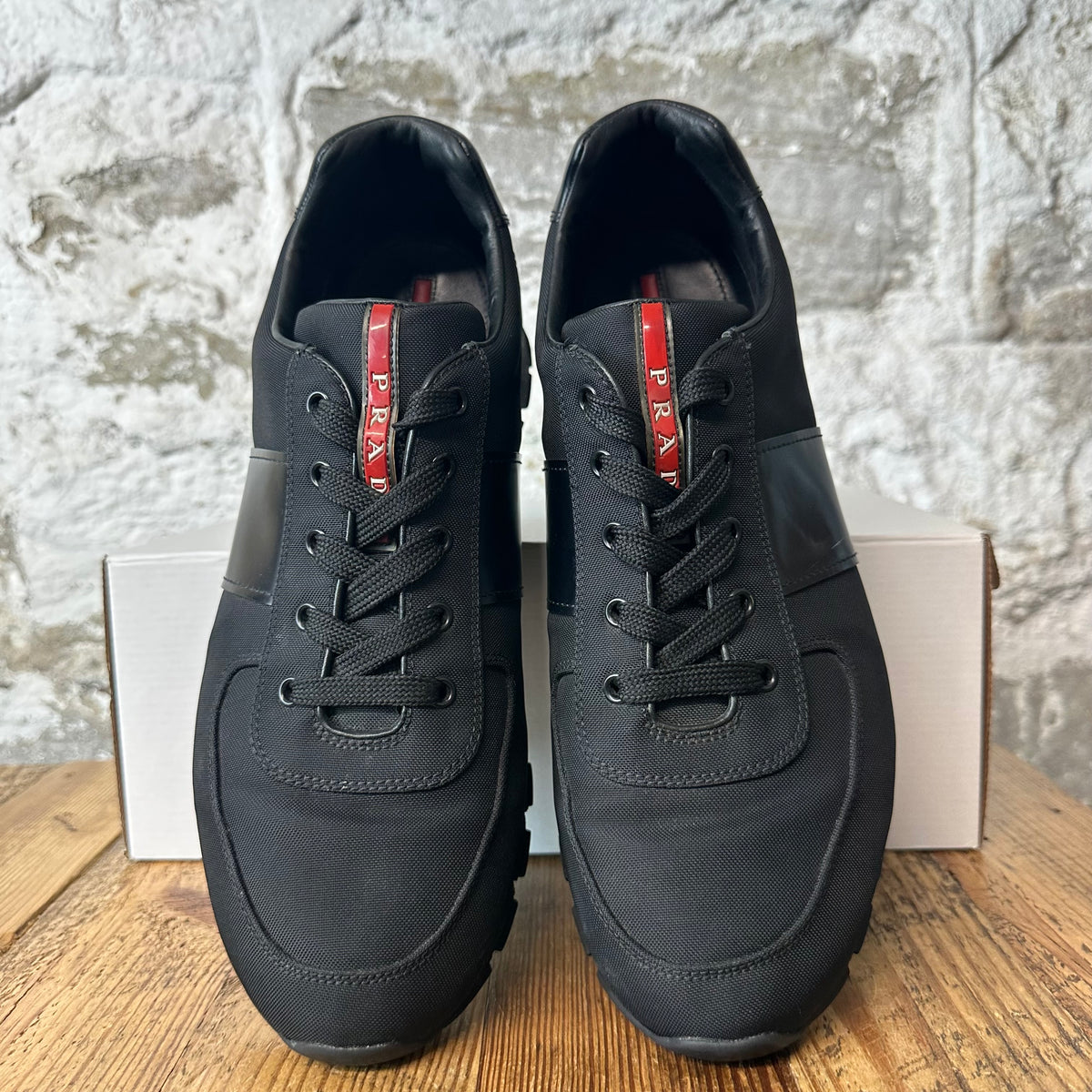 Prada Match Rose Triple Black Sneaker Sz 12