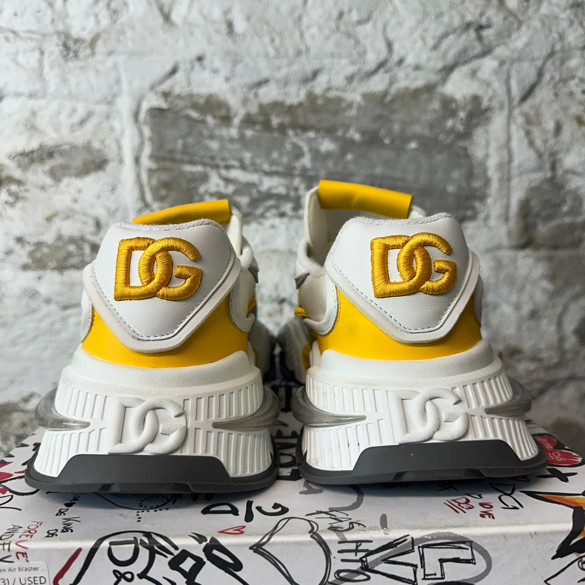 Dolce Gabbana White Grey Yellow Air Master Sneaker Sz 10 (43)