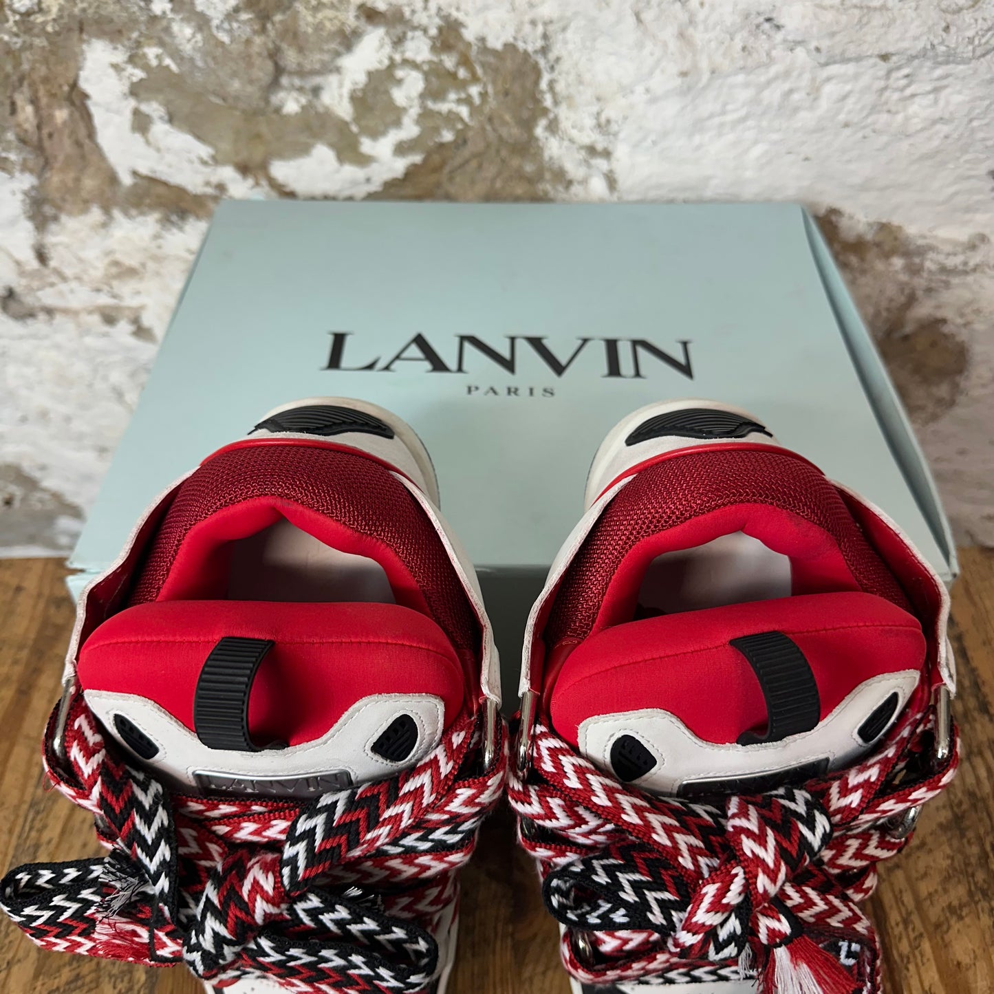 Lanvin Curb Black White Red Sneaker Sz 8 (41)
