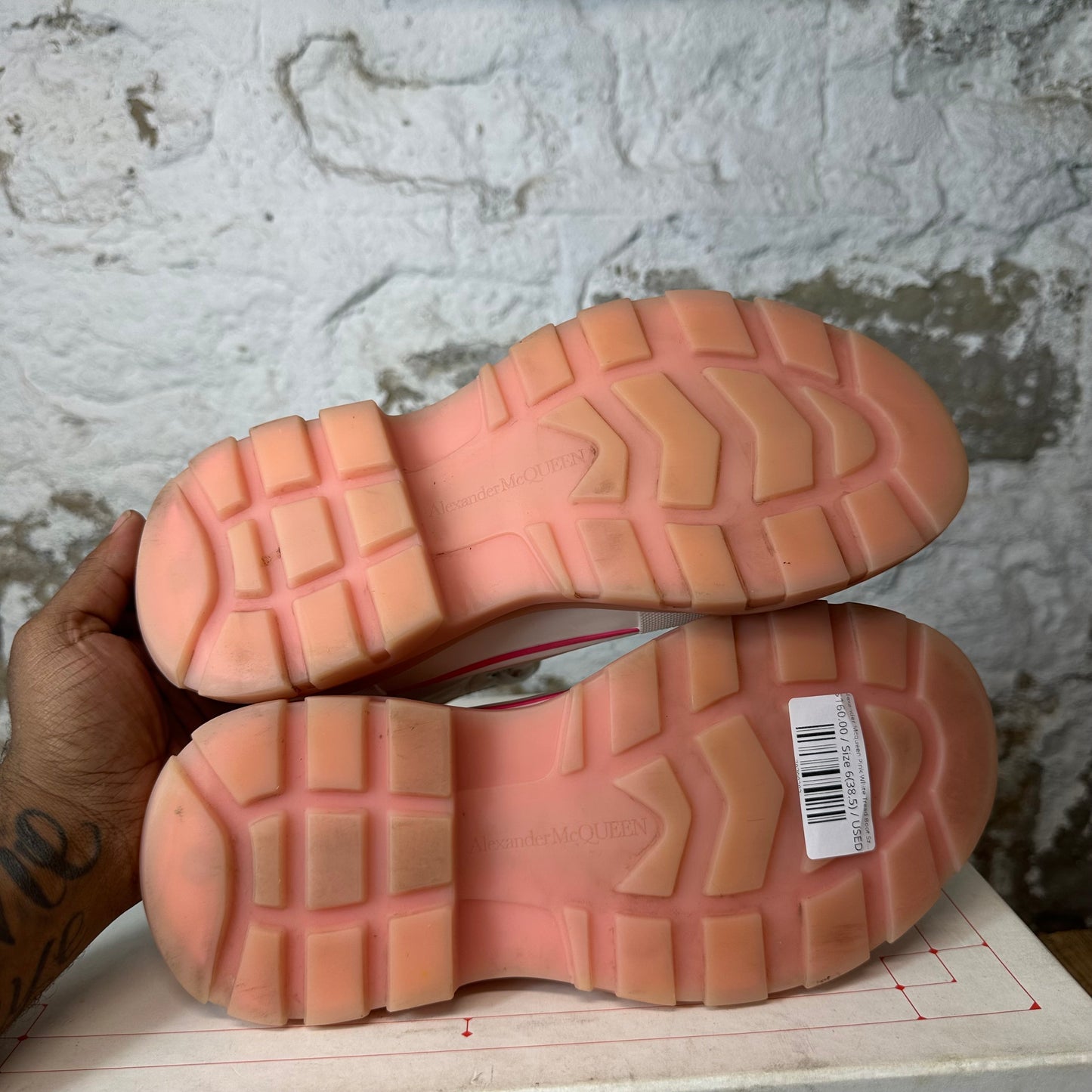 Alexander McQueen Pink White Tread Boot Sz 6 (38.5)