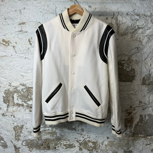 Saint Laurent Natural Ivory Teddy Varsity Jacket Sz L (50)