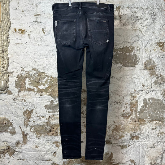 Amiri MX1 Brown Plaid Flannel Black Denim Jeans Sz 34