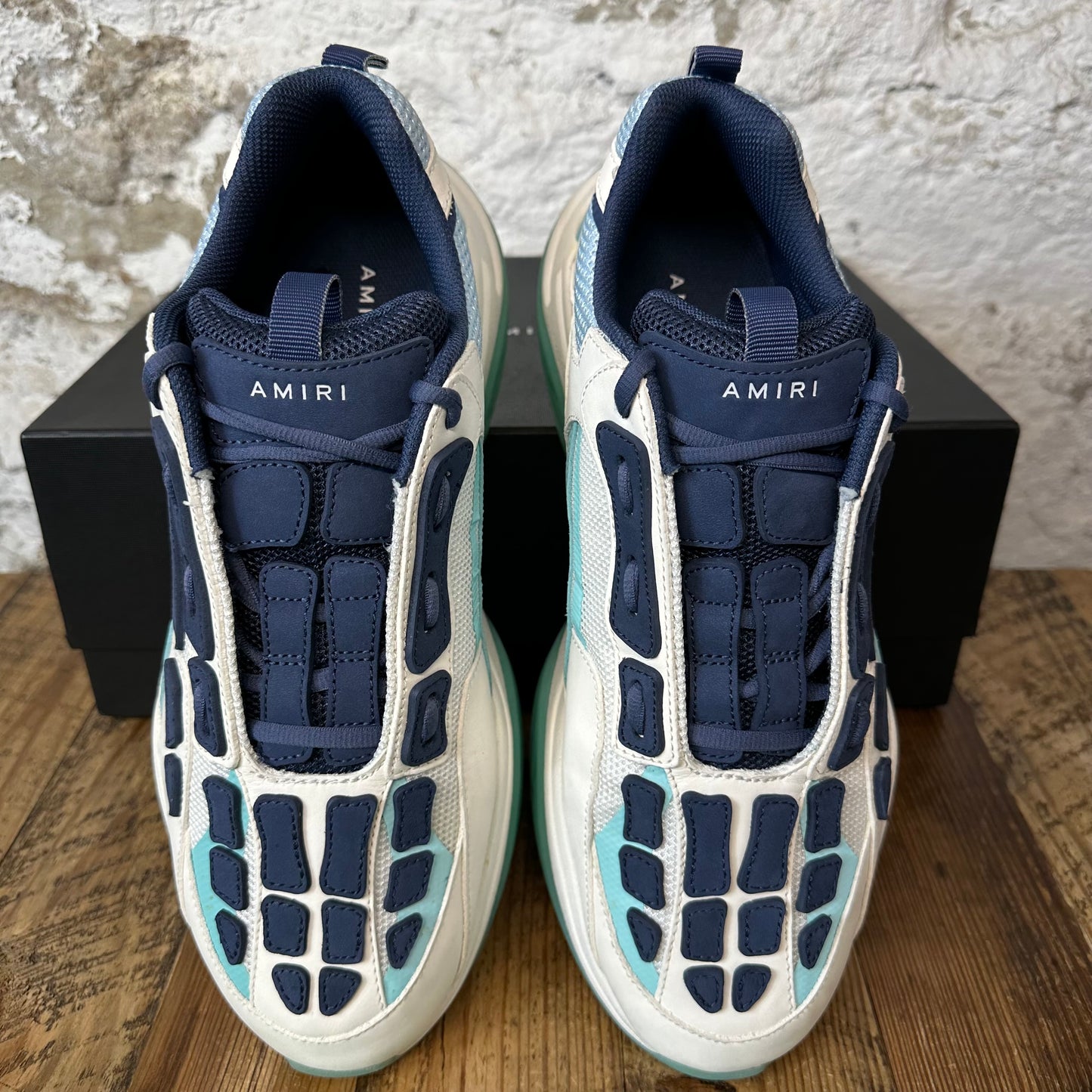 Amiri Navy Bone Runner White Teal Sneaker Sz 13 (46)