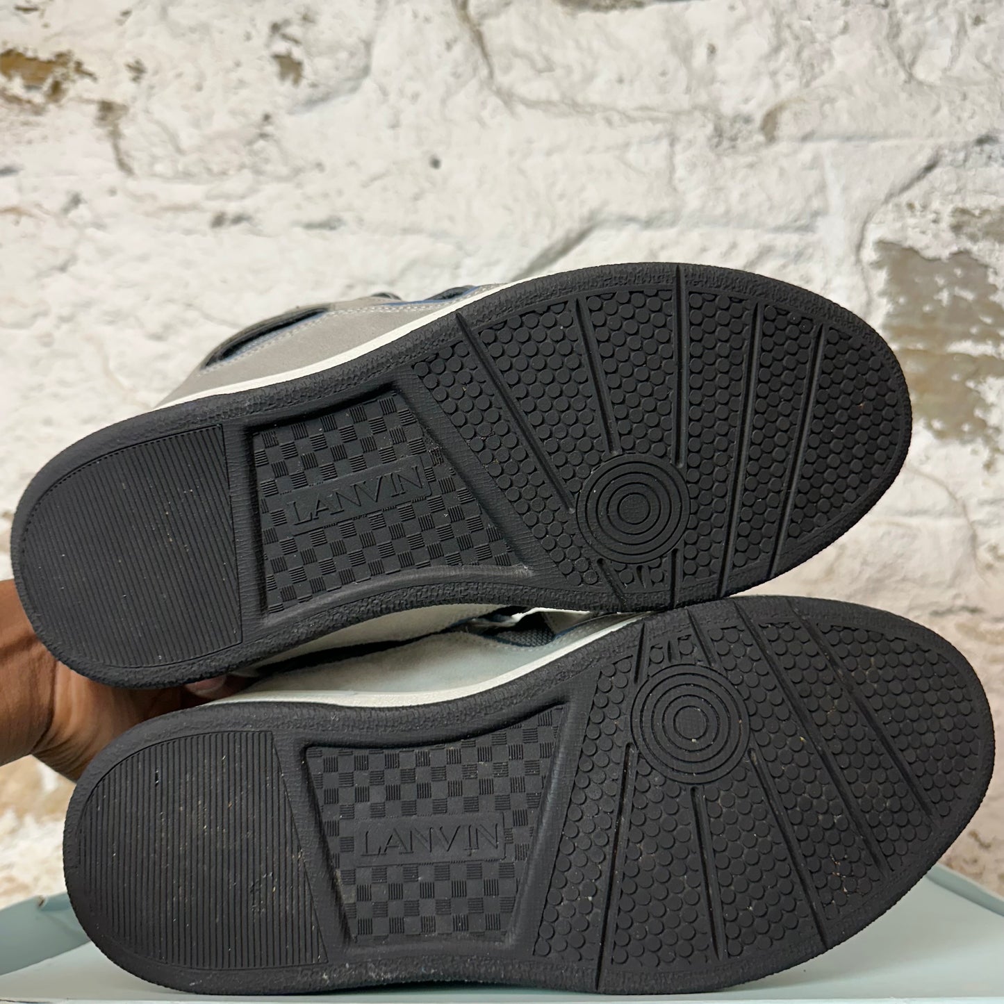 Lanvin Curb Blue Black Lace Grey Sneaker Sz 10 (43)
