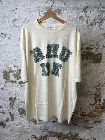 Rhude Vintage Green Paisley Spellout T-shirt Cream Sz XXL