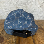Gucci Silver GG Monogram Blue Hat