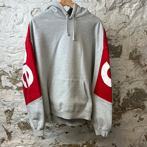 Supreme Red White Spell Gray Hoodie Sz XL