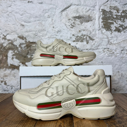 Gucci Rython VIntage Logo Cream Sneaker Sz 5.5 No Box
